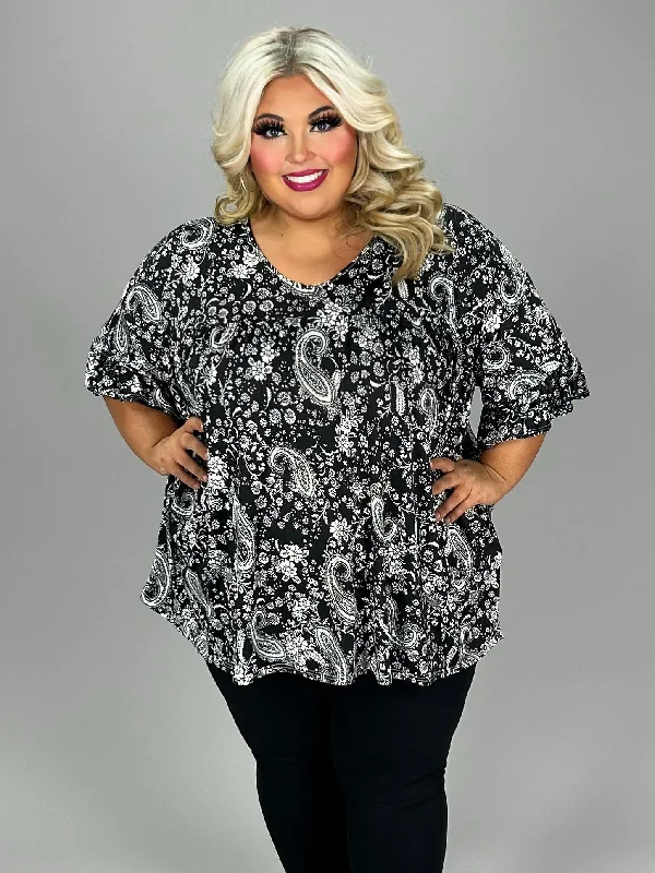 34 PSS {Sweetest Dreams} Black Paisley Print Tunic EXTENDED PLUS SIZE 4X 5X 6X Bold Plus Size