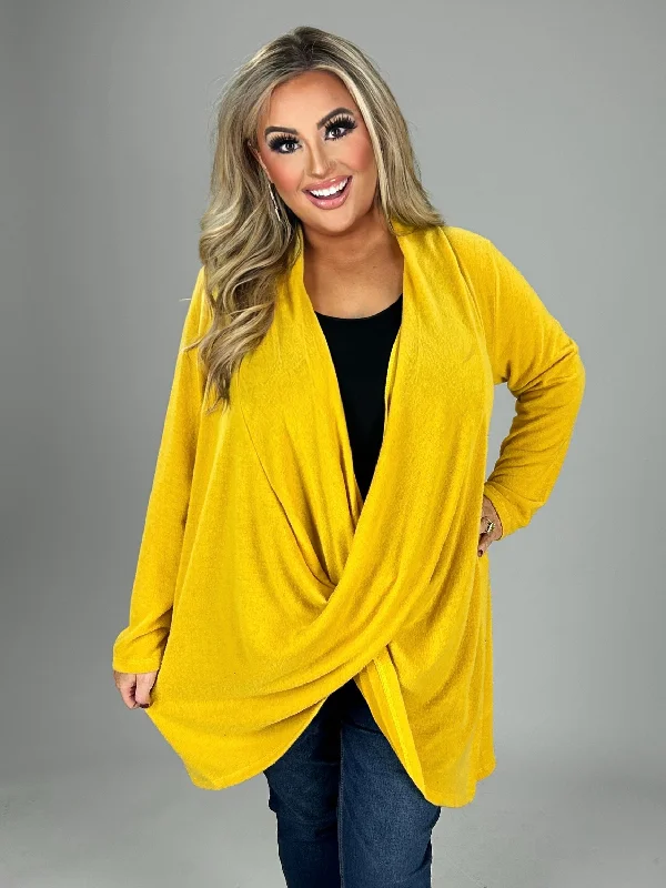 46 SLS {Downtown Dates} Mustard Draped Neckline Tunic PLUS SIZE 1X 2X 3X Plus Size High-low