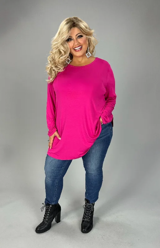 89 SLS {Free Your Minds} Magenta Long Sleeve Tunic PLUS SIZE 1X 2X 3X Plus Size Skirt