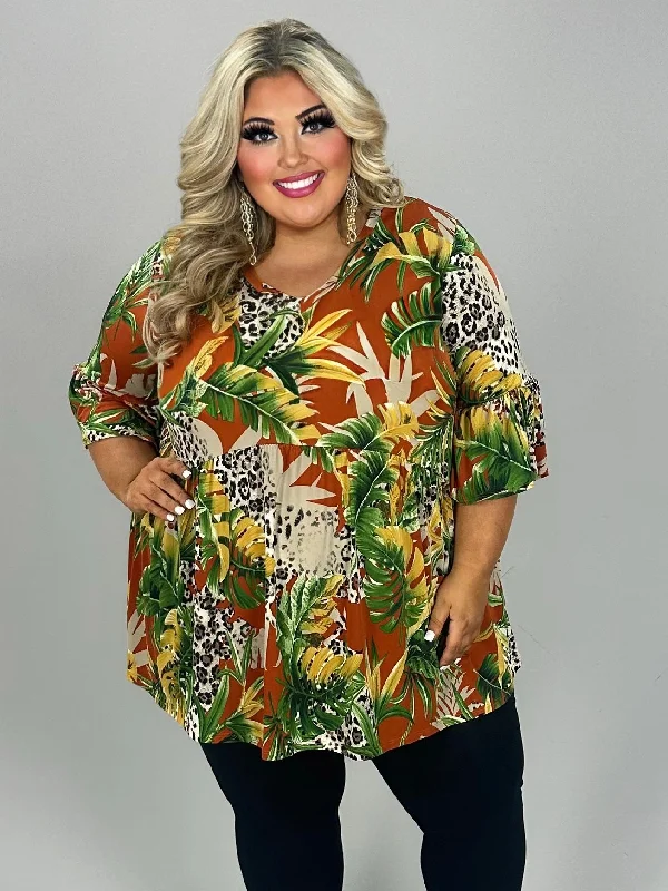 75 PSS {Gate To My Heart} Green Leaf Animal Print Tunic EXTENDED PLUS SIZE 3X 4X 5X Plus Size Wrap