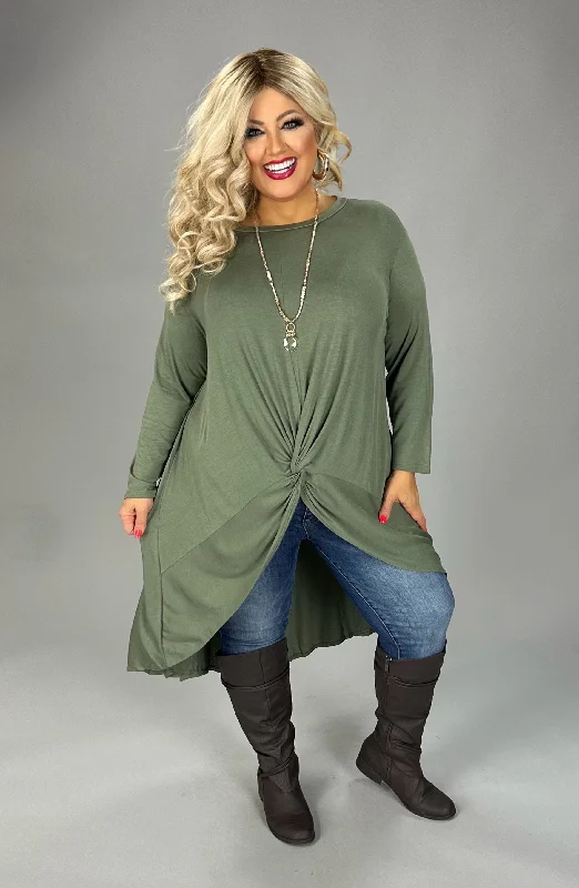 28 SQ {Defying Expectations} Olive Hi-Lo Tunic w/ Tie  PLUS SIZE XL 2X 3XDetail Plus Size Day