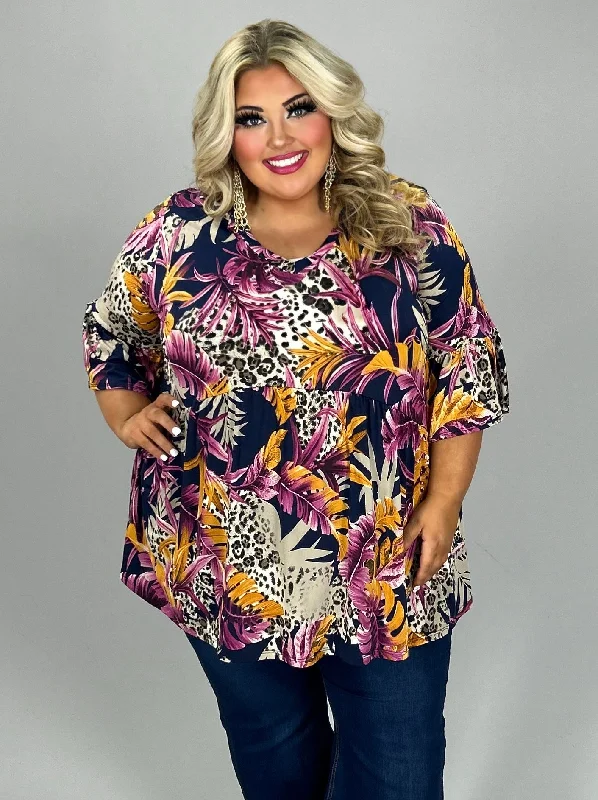 74 PSS {Gate To My Heart} Purple Leaf Animal Print Tunic EXTENDED PLUS SIZE 3X 4X 5X Sleeveless Plus Dress