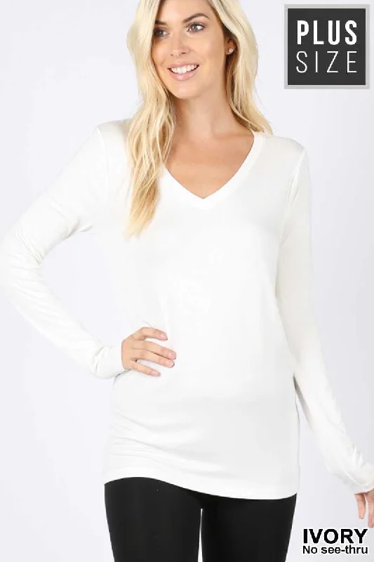 45 SLS-T {Better Than Average} White V-Neck Tunic Plus Size 1X 2X 3X Plus Size Blouse