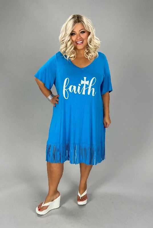 SALE!! 49 GT-D {Matthew 17:20} Turquoise "Faith" Fringed Tunic  PLUS SIZE XL 2X 3X 4X 5X 6X Plus Size Polka-dots