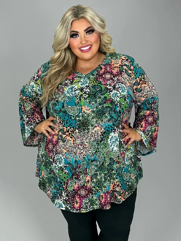 SALE!! 26 PQ {Adding Elegance} Teal Mixed Print Tunic EXTENDED PLUS SIZE 3X 4X 5X Comfy Plus Dress