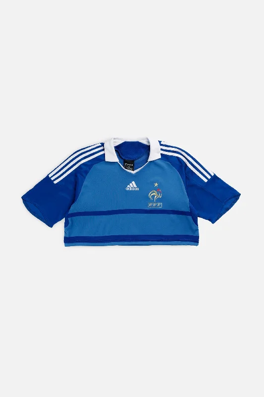 Rework Crop France Soccer Jersey - M Basic Hoodie Sweatshirt Look