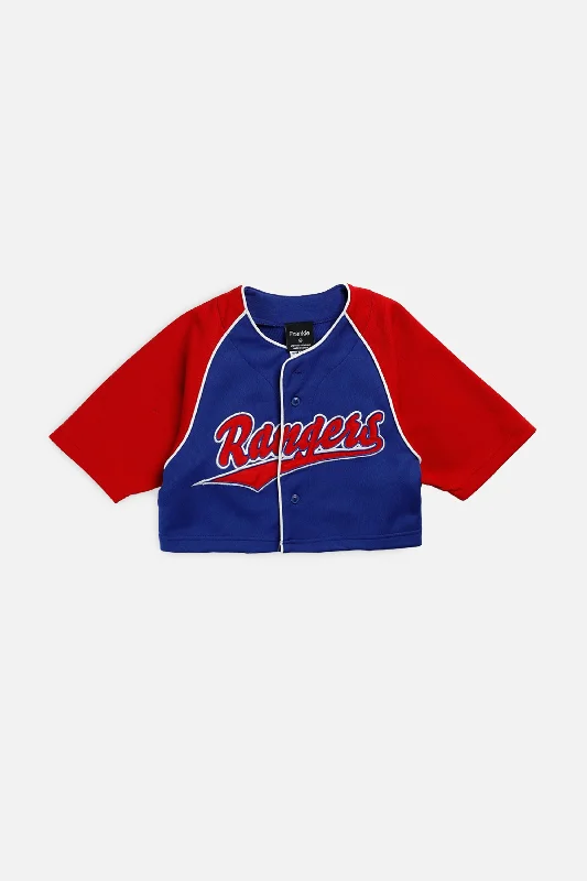 Rework Crop Texas Rangers MLB Jersey - XS Soft Hooded Sweatshirt