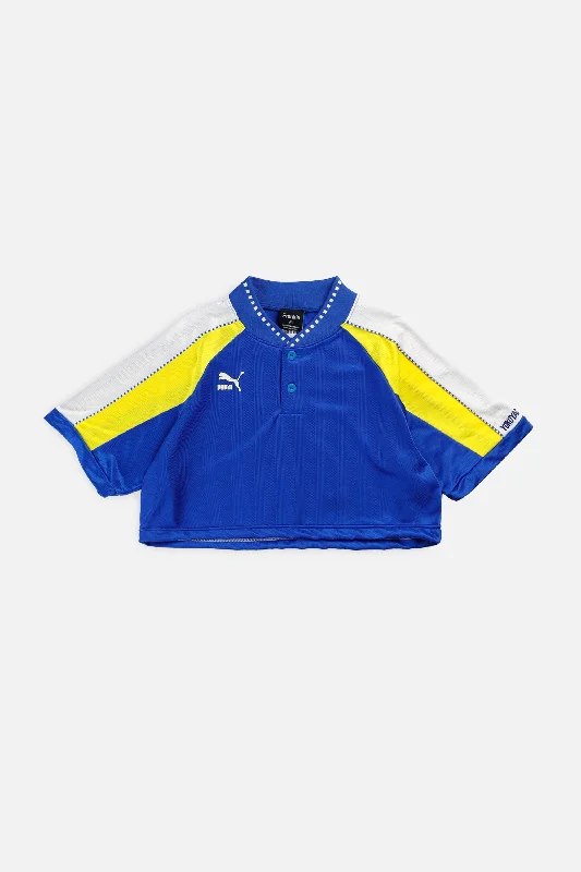 Rework Crop Puma Soccer Jersey - M Long Sleeve Hoodie