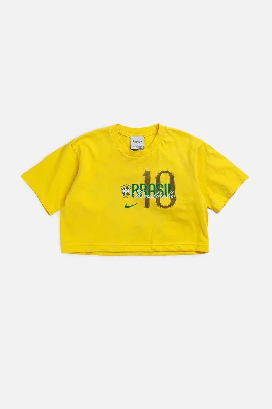 Rework Crop Brazil Soccer Tee - XS Casual Hoodie Style