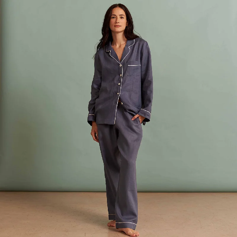 Blueberry Linen Pyjama Trouser Set Personalized pajama sets