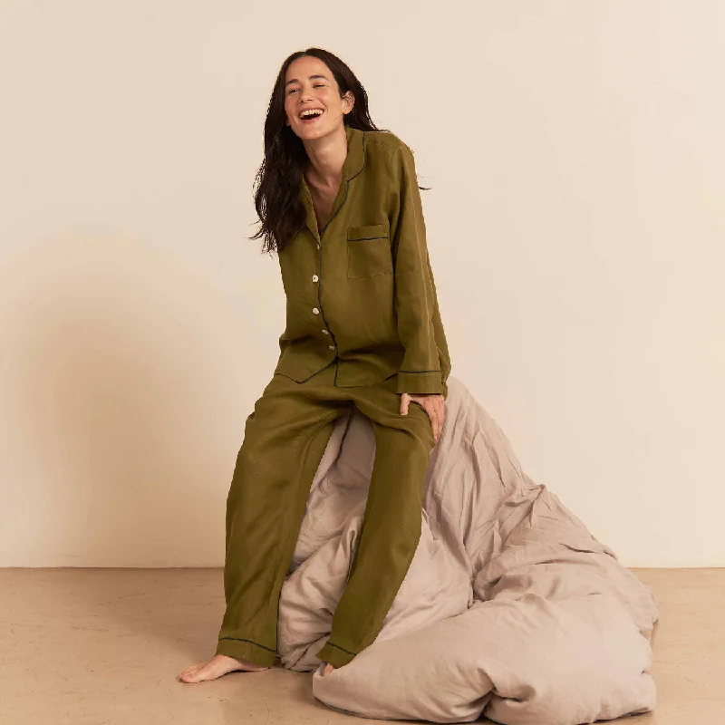 Moss Linen Pyjama Trouser Set Budget-friendly pajama sets