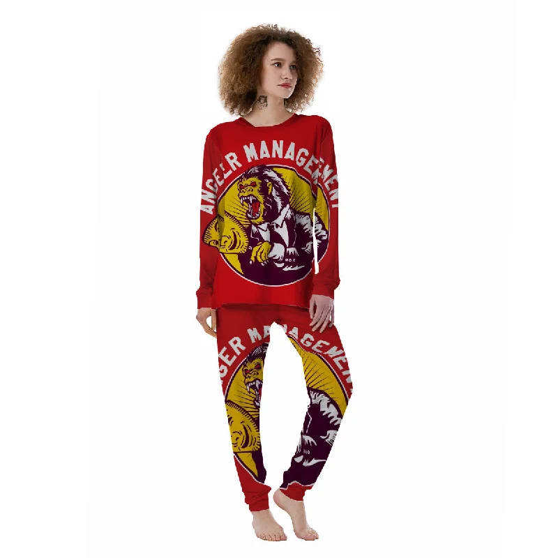 Red King Kong Gorilla Print Women's Pajamas Three-piece pajama sets