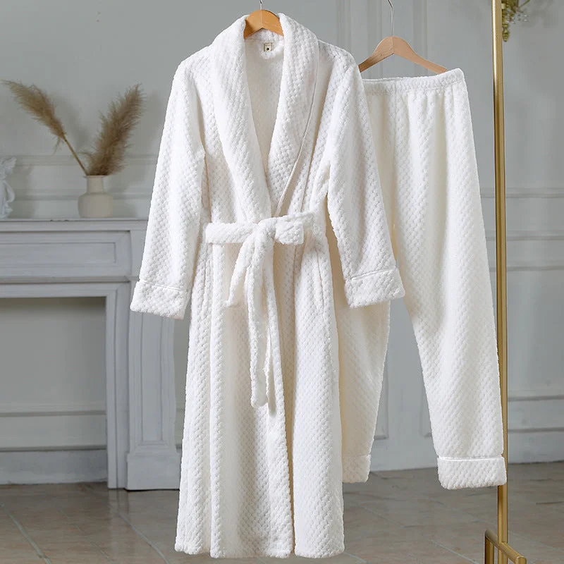 Unisex Comfortable Flannel Thermal Robe Lightweight pajama sets