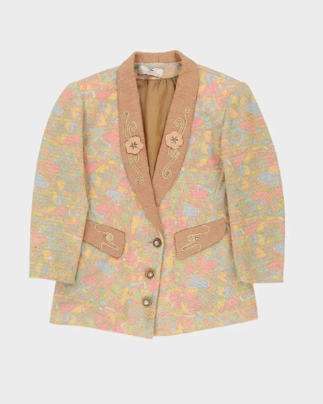 00s Pastel Patterned Blazer Jacket - M Jogger pajama sets