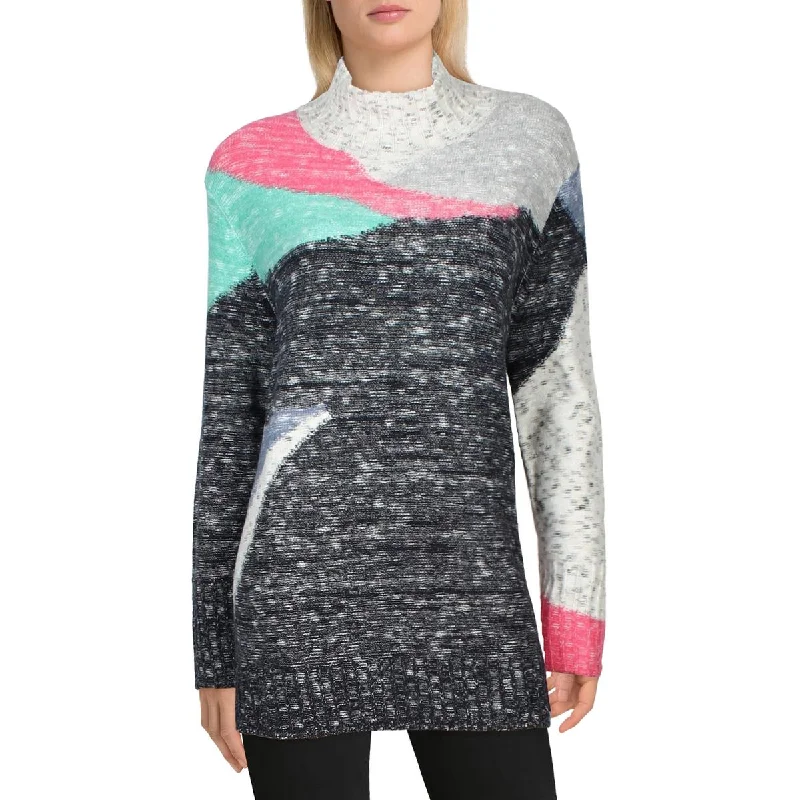 Sun Turn Mix Womens Colorblock Pullover Mock Turtleneck Sweater Budget-friendly sweaters