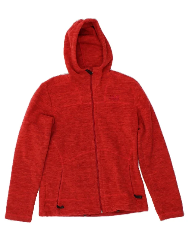 JACK WOLFSKIN Womens Zip Hoodie Sweater UK 12/14 Medium Red Flecked Silk-blend sweaters