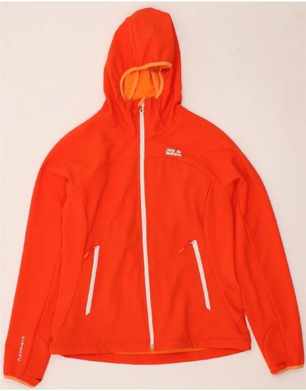 JACK WOLFSKIN Womens Zip Hoodie Sweater UK 8/10 Small Orange Polyester Thermal sweaters