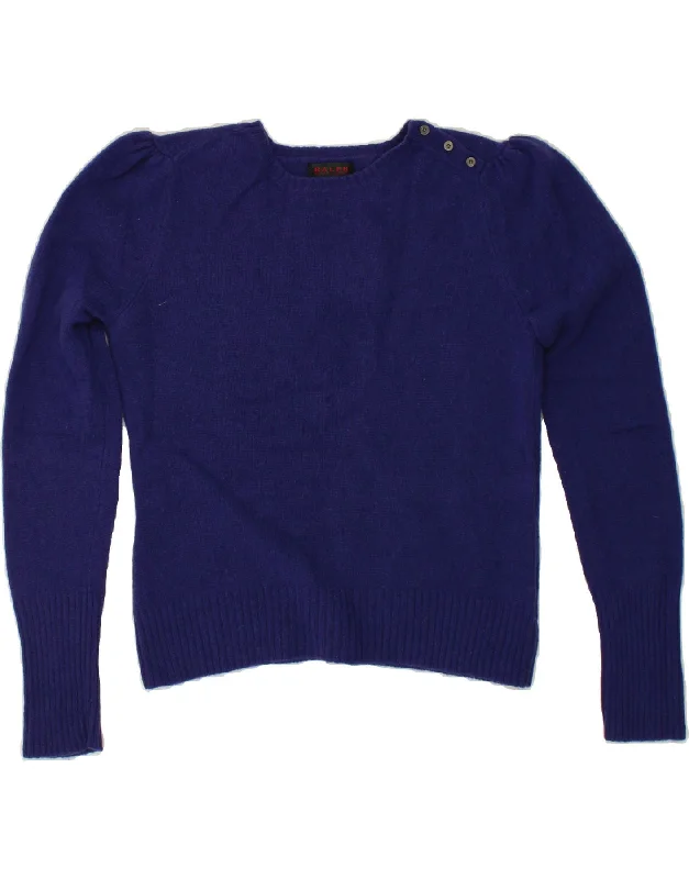 RALPH LAUREN Womens Crop Boat Neck Jumper Sweater UK 14 Large Navy Blue Must-have sweaters for this season