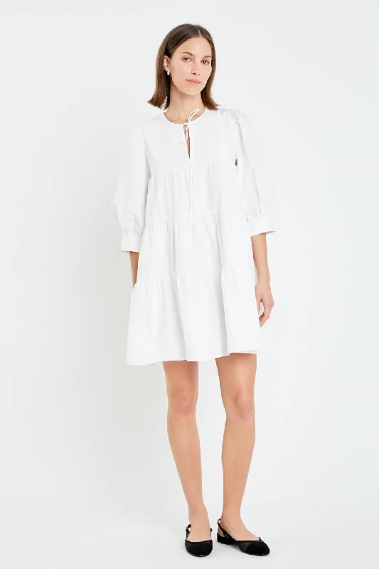 Blouson Sleeve Poplin Mini Dress Minimalist mini dresses