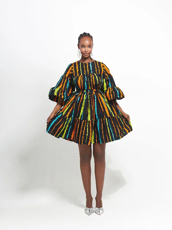 DELE African Print Tiered Mini Dress Sequin mini dresses