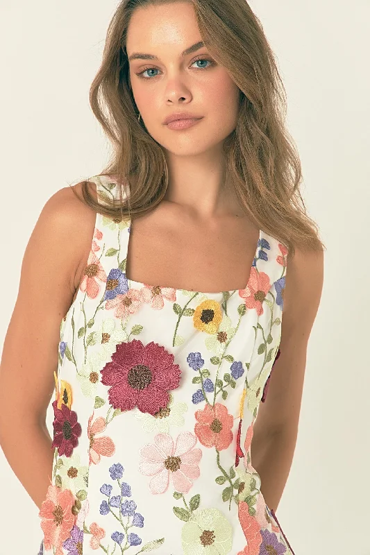 Floral Embroidered Mini Dress Comfortable mini dresses for everyday wear