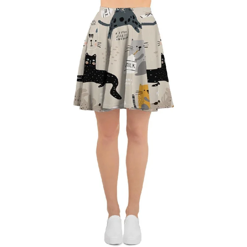 Meow Cat Print Women's Skirt Elegant unclassified skirts