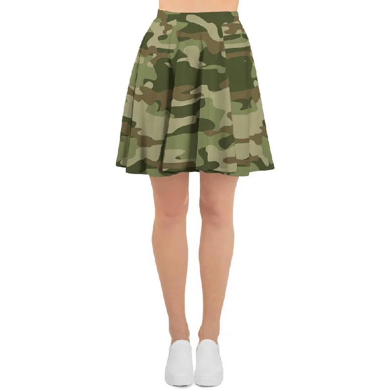 Military Green Camo Print Women's Skirt Cotton unclassified skirts