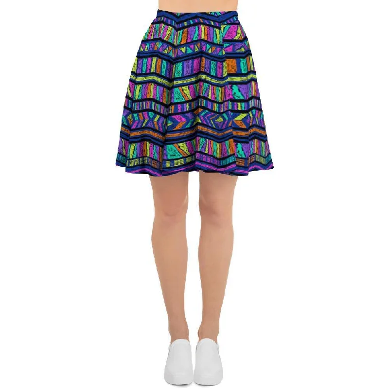 Multicolor Indian Aztec Doodle Elements Abstract Women's Skirt Office unclassified skirts