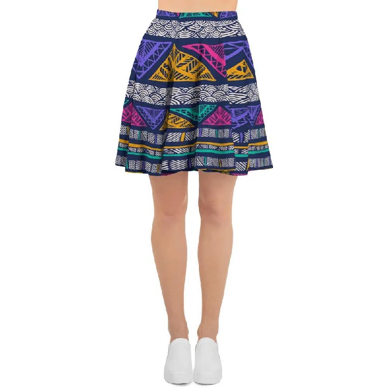 Multicolor Native Aztec Abstract Doodle Women's Skirt Summer unclassified skirts