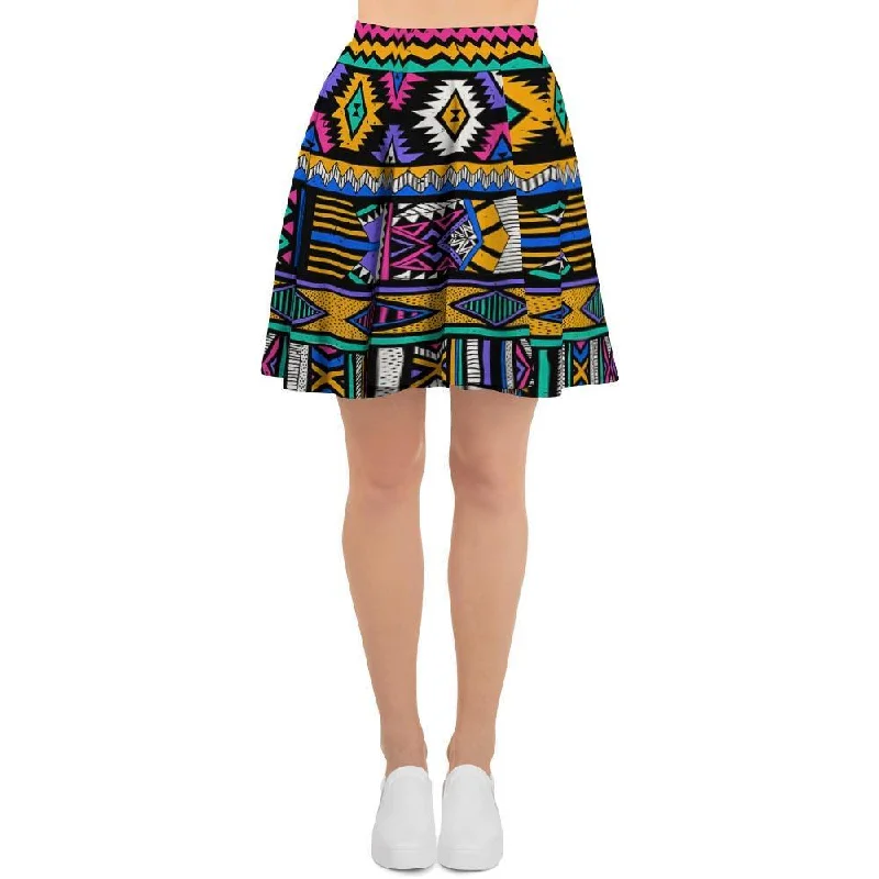 Multicolor Native Aztec Doodle Element Women's Skirt Printed unclassified skirts