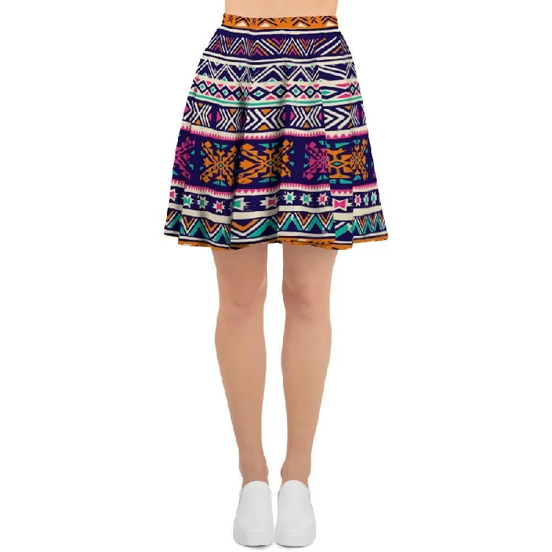 Multicolor Native Aztec Geometric Hipster Women's Skirt Preppy unclassified skirts