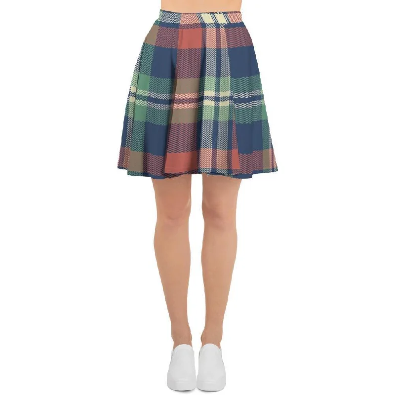 Multicolor Plaid Tartan Women's Skirt Ruched unclassified skirts