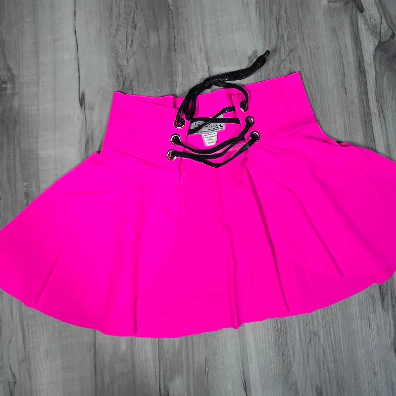 SALE - MEDIUM - Lace-Up Corset Skirt - Neon Pink Spandex Sexy unclassified skirts