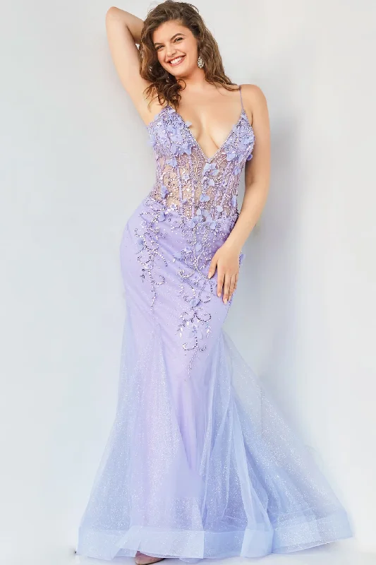 3D Floral Sleeveless Mermaid Dress by Jovani 05839 Floral dresses under $100