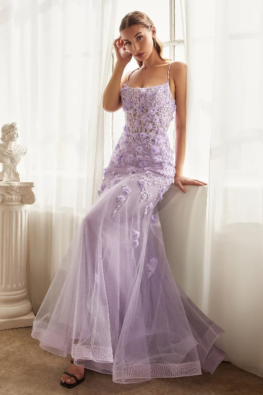 Cinderella Divine CD995: Enchanting Evening Gown with 3D Floral AppliquÃ©s Linen floral dresses