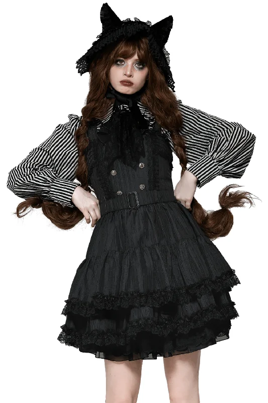 Lolita Dress with Lace Ruffles and Decorative Buttons Classic Lace Dress