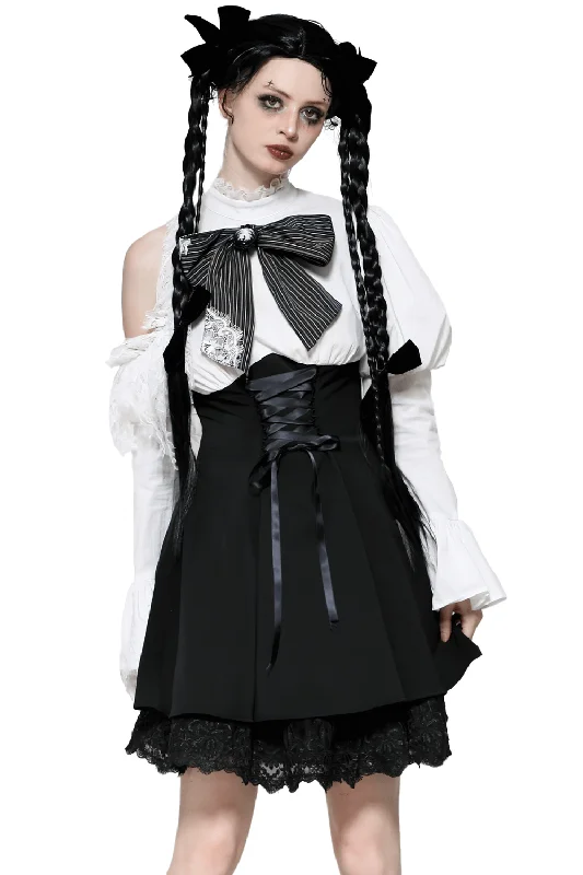 Lolita Dress with Lace Sleeves and Corset Waist Layered Lace Dress