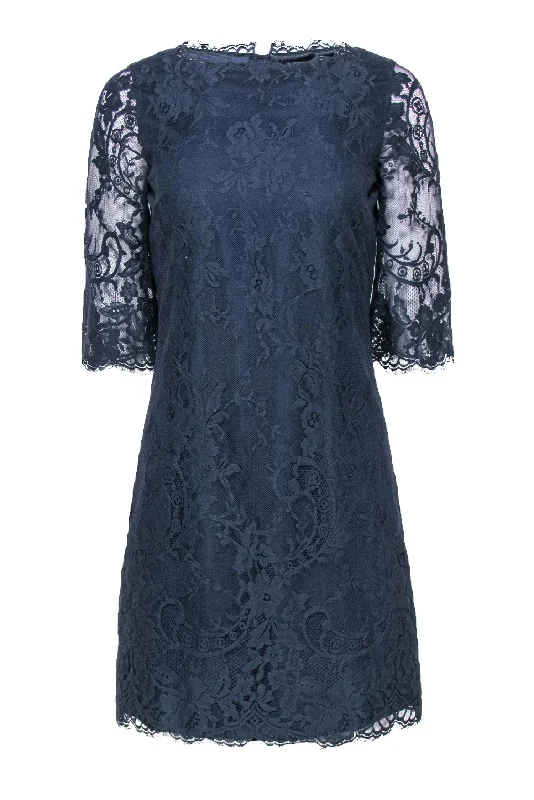 Ted Baker - Dusty Blue Lace Shift Dress Sz 4 Blue Lace Dress