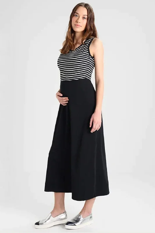 Alyssa Maxi Black Sleeveless Nursing Dress High-Waist Maxi Skirt