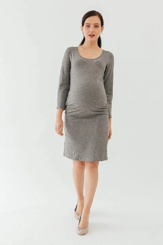 Long Sleeve Charmaine Round Neck Mozzie Maternity Clothes Charcoal Maxi Skirt Dress