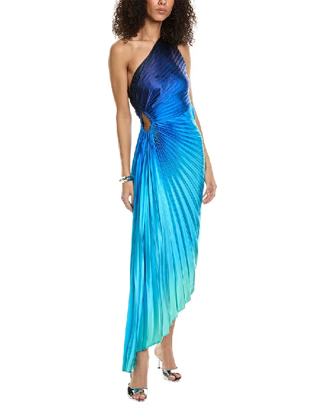 Dress Forum Radiance Ombre Asymmetrical Pleated Maxi Dress Maxi Skirt Trend