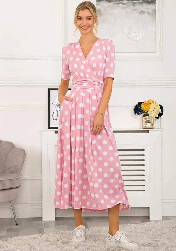 Jolie Moi Odelia Polka Dot Print Maxi Dress, Light Pink Chic Maxi Dress