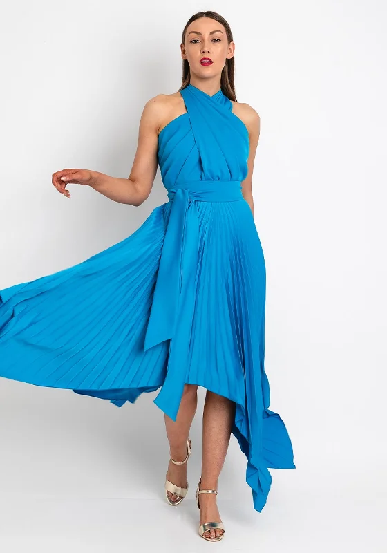 Kevan Jon Vienna Halter Neck Maxi Dress, Marine Blue Casual Maxi Skirt