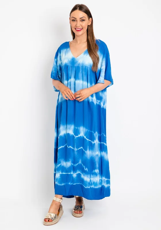 Serafina Collection One Size Tie Dye Maxi Dress, Blue Maxi Skirt Trendy