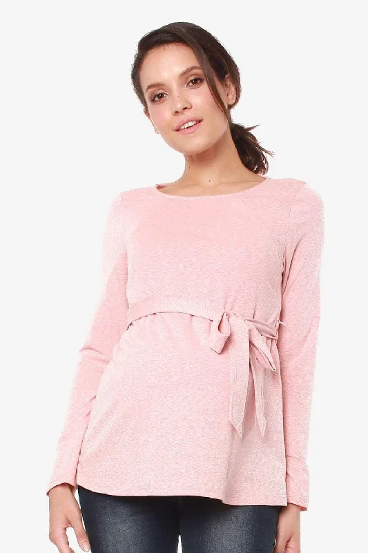 Long Sleeves Brinley Pink Nursing Top Flowy Maxi Skirt