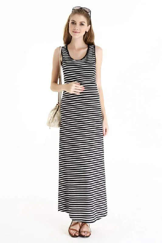 Amelia Maxi Dress Black Stripe Soft Maxi Skirt