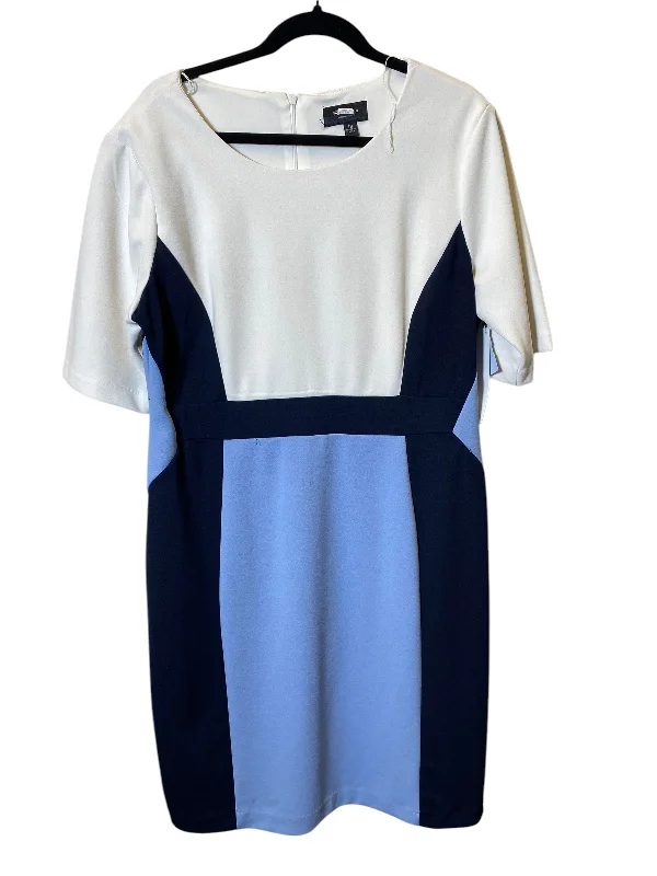 Dress Casual Midi By Ronnie Nicole In Blue & White, Size: 18 Wrap Midi Skirt