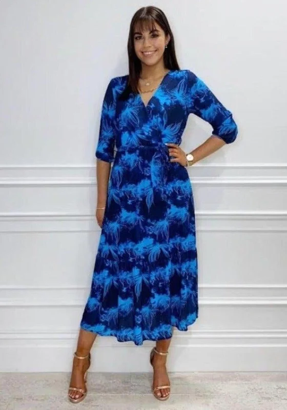 Kate & Pippa Boho Printed Midi Wrap Dress, Navy & Blue Tartan Midi Skirt