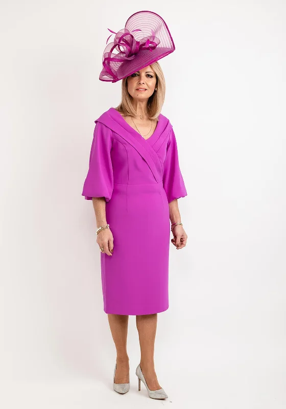 Lizabella Bishop Sleeve Midi Dress, Fuchsia Lace Midi Skirt