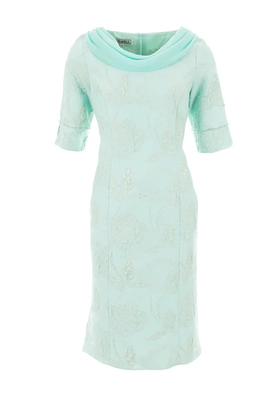 Lizabella Jacquard Floral Printed Midi Dress, Mint Pleated Floral Midi